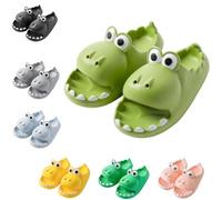 ZNEL Femmes Garçons Fille Nuage Dinosaure Chaussons Diapositives Animal Grande Gueule Bout Ouvert Nouveauté Glissière antidérapante pour Douche Plage Cour Rue Jouant(40-41, Green)