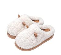 ZNEL Femmes Hommes Chaussons Mousse à Mémoire De Forme Corne De Cerf Pantoufles D’Hiver à Semelles épaisses avec Doublure en Peluche Et Intérieur Extérieur Chaussures(40/41 EU, White)