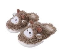 ZNEL Femmes Hommes Chèvres Design Pantoufles D’Hiver Doux en Peluche Antidérapant Chaussures Chaudes Mignon Confortable Thermique épaissir Doublure Chaussons (42/43 EU, Khaki)