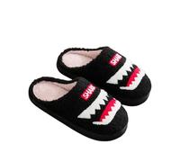 ZNEL Femmes Hommes Pantoufles Pelucheuses Chats Chiens Motif Dessin Animé Chaussons D’Animaux Mousse à Mémoire De Forme Couple en Peluche Chaussures D’intérieur(44/45 EU, Shark)