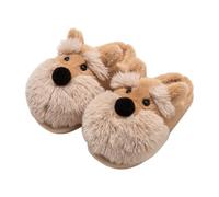 ZNEL Pantoufles Adorable Terrier Schnauzer Nain Chaussons pour Filles Et Femmes Petit Chien Chaussures Moelleux Cadeaux pour Mamans Et Amoureux des Animaux(36/37 EU, Khaki)