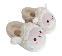 ZNEL Pantoufles de Mouton pour Femme Antidérapant Kawaii Mignonnes Poids léger Semelle Souple Mousse à mémoire de Forme Chaussures pour Les Enfants, Les Filles, Les Adultes(38-39, White)