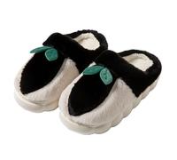 ZNEL Pantoufles Femme Homme Forme Pêche Douce Et Moelleuse Chaussons Chauds Et Confortables en Peluche Chaussures à Enfiler D'intérieur(42/43 EU, Black)