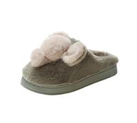 ZNEL Pantoufles pour Femmes Et Hommes avec Peluche Et éléphant avec Mousse à Mémoire De Forme, Chaussons D'intérieur Doux Et Moelleux, Chaussures à Plateforme pour Maison(40-41, Green)