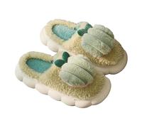 ZNEL Peluches Pantoufles Mangoustan pour Femmes Moelleuses Chaussures Chaudes Et Confortables Chaussons Antidérapantes à Semelle épaisse(36/37 EU, Green)