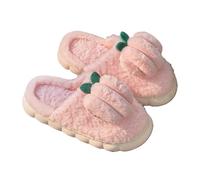 ZNEL Peluches Pantoufles Mangoustan pour Femmes Moelleuses Chaussures Chaudes Et Confortables Chaussons Antidérapantes à Semelle épaisse(36/37 EU, Pink)