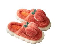 ZNEL Peluches Pantoufles Mangoustan pour Femmes Moelleuses Chaussures Chaudes Et Confortables Chaussons Antidérapantes à Semelle épaisse(38/39 EU, Orange)