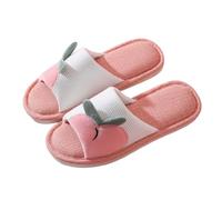 ZNEL Ultra-Légères Et Souples Intérieur Pantoufles Bout Ouvert Forme Fruit Chaussures en Coton Et Lin Semelle Absorbante Antidérapante Chaussons De Maison(40/41 EU, Pink)