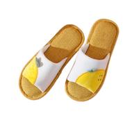 ZNEL Ultra-Légères Et Souples Intérieur Pantoufles Bout Ouvert Forme Fruit Chaussures en Coton Et Lin Semelle Absorbante Antidérapante Chaussons De Maison(36/37 EU, Yellow)