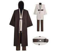 Zngewcv Costume de cosplay pour homme - Tunique blanche à capuche - Robe de chevalier - Tenue d'Halloween, Ensemble complet blanc, Medium