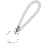 ZningEsxi 1Pc Tressé Cuir Porte-Clés Fait à la main Tissage Corde Porte-clés Voiture Moto Simple Clé Chain Homme Femme Clé Crochet Accessories - Blanc