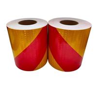 ZNJAMN Bande RéFléChissante Lot de 3 Bandes réfléchissantes imperméables en sergé Jaune-Rouge, Autocollantes for Voiture, Gauche ou Droite pour VéLo, Voiture, Moto(20CM)