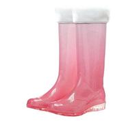 ZNJAMN Bottes De Pluie Pour Adultes Bottes de pluie montantes for femmes, chaussures dégradées, imperméables, antidérapantes, en caoutchouc, jolies bottes for adultes Pour ImperméAbles(Pink-Plush,37)