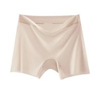 ZNJAMN Culottes Courtes pour Femmes 2pcs Summer Ice Silk Ultra-Thin Quick-Drying Boxer Brief Women Seamless High Waist Panties Plus Size Female Safety Underwear pour Femmes(Beige,4XL (90-100kg))
