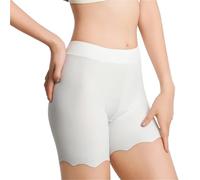 ZNJAMN Culottes Courtes pour Femmes 2pcs Women's Safety Pants High Waist Shorts Under The Skirt Ice Silk Seamless Panties Breathable Boxer Briefs Cycling pour Femmes(White,2 XL(70-80kg))