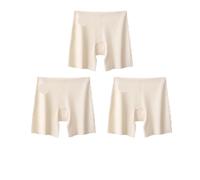 ZNJAMN Culottes Courtes pour Femmes 3pcs Women's Shorts Under The Skirt Safety Short Pants Ice Silk Female Boxer Women Seamless Panties Underwear for Summer pour Femmes(Beige,M)