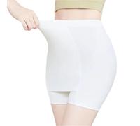 ZNJAMN Culottes Courtes pour Femmes Elastic Waist Women Tummy Control Seamless Shorts Double Layer Under The Skirt Boxer Safety Pants Shapewear Underwear pour Femmes(White)