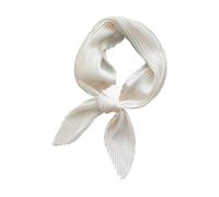 ZNJAMN Foulard en Soie 70 cm Satin Foulard Carré Foulard en Soie Wrap Plissé Écharpe Décorative Foulard Froissé Foulards Bandana Mouchoir(White)