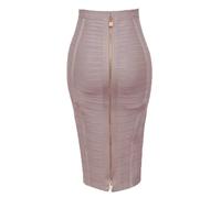 ZNJAMN Jupe Crayon Jupe Crayon Moulante élastique for Femme, Sexy, Unie, Fermeture éclair, 58 cm pour Femmes(Beige,XS)