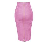 ZNJAMN Jupe Crayon Jupe Crayon Moulante élastique for Femme, Sexy, Unie, Fermeture éclair, 58 cm pour Femmes(Pink 1,XXL)