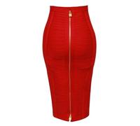 ZNJAMN Jupe Crayon Jupe Crayon Moulante élastique for Femme, Sexy, Unie, Fermeture éclair, 58 cm pour Femmes(Red,XS)