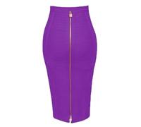 ZNJAMN Jupe Crayon Jupe Crayon Moulante élastique for Femme, Sexy, Unie, Fermeture éclair, 58 cm pour Femmes(Purple,XXL)