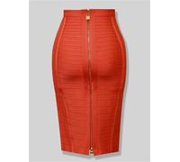 ZNJAMN Jupe Crayon Jupe Crayon Moulante élastique for Femme, Sexy, Unie, Fermeture éclair, 58 cm pour Femmes(Orange,XXL)