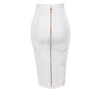 ZNJAMN Jupe Crayon Jupe Crayon Moulante élastique for Femme, Sexy, Unie, Fermeture éclair, 58 cm pour Femmes(White,XL)