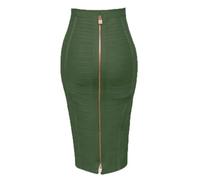 ZNJAMN Jupe Crayon Jupe Crayon Moulante élastique for Femme, Sexy, Unie, Fermeture éclair, 58 cm pour Femmes(Green 3,XL)
