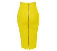 ZNJAMN Jupe Crayon Jupe Crayon Moulante élastique for Femme, Sexy, Unie, Fermeture éclair, 58 cm pour Femmes(Yellow,M)