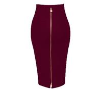 ZNJAMN Jupe Crayon Jupe Crayon Moulante élastique for Femme, Sexy, Unie, Fermeture éclair, 58 cm pour Femmes(Burgundy,S)