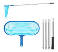 ZNJAMN Panier d'écumoire de 158 cm avec Manche Extensible en Acier Inoxydable et râteau à Mailles Fines for Nettoyer Les débris de Feuilles dans la Piscine et Le Spa. pour Nettoyer la Piscine(Blue 1)
