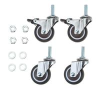 ZNJAMN roulettes Pivotantes 4 pièces 2 Pouces roulettes de Meubles Roues Caddie Roue Chariot Roulette pivotante M10x 22mm Mini Tige Roulette Deux avec Frein