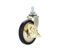 ZNJAMN roulettes Pivotantes Roue à Manger avec Tige de vis de 3 Pouces, avec Frein doré, Roulette pivotante, poussée à la Main, silencieuse, for Meubles, 4 Paquets(M8-Brake)