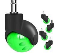 ZNJAMN roulettes Pivotantes Roues de Remplacement for Chaise de Bureau, 5 pièces, silencieuses et à Glissement Lisse, roulettes de Chaise Robustes de 2 Pouces, Ajustement Universel(Green)