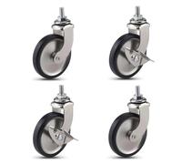 ZNJAMN roulettes Pivotantes roulettes à Tige pivotante de 3 Pouces avec Frein for roulettes de Chariot de Restaurant d'hôtel avec Filetage 8x15, capacité Totale légère 160 LB(Silvery Type 3)
