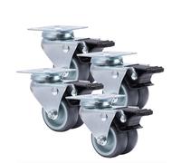 ZNJAMN roulettes Pivotantes roulettes de Chariot pivotantes Robustes en Caoutchouc Souple, 2 Pouces, avec Frein, for Meubles à Plate-Forme, 4 pièces(4PCS with Brake)