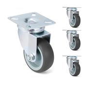 ZNJAMN roulettes Pivotantes roulettes de Chariot pivotantes Robustes en Caoutchouc Souple, 2 Pouces, avec Frein, for Meubles à Plate-Forme, 4 pièces(4PCS Single Wheels)