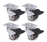 ZNJAMN roulettes Pivotantes roulettes pivotantes for Meubles, 4 pièces, 1.5 "/2", roulettes Robustes en Caoutchouc Souple for Chariot à Plate-Forme, Accessoires ménagers(4PCS with Brake,1.5 inch)