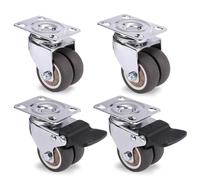 ZNJAMN roulettes Pivotantes roulettes pivotantes for Meubles, 4 pièces, 1.5 "/2", roulettes Robustes en Caoutchouc Souple for Chariot à Plate-Forme, Accessoires ménagers(Brake and no Brake,1.5 inch)