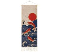 ZNKZJ Tapisserie Murale en macramé Petit, Gland Fait à la Main, tapisseries de Style Japonais, Impressions sur Toile peintures suspendues Art Mural bannière en Lin de Coton décorations,E