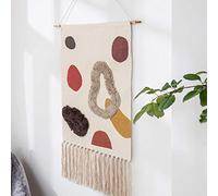 ZNKZJ Tenture Murale en macramé aztèque, décoration Murale Tapisserie Gland tissé à la Main, Motif d'armure tridimensionnelle Conception d'impression, Couverture de bannière Chic,Red-50 x 70 cm