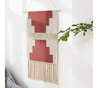 ZNKZJ Tenture murale en macramé aztèque, décoration murale tapisserie gland tissé à la main, motif d'armure tridimensionnelle conception d'impression, couverture de bannière chic,Red 2-50 x 70 cm