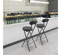 ZNLLQZN Lot de 2 tabourets de bar portables pliables avec dossier pour cuisine, bar et activités de plein air - Charge maximale : 125 kg - Hauteur : 88 cm - Noir