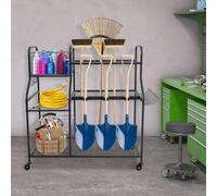 ZNLLQZN Porte-outils de jardin - Porte-balais, pelle, porte-outils multifonction - Étagère de rangement pour outils de jardin avec roulettes - Pour ranger divers outils de jardin