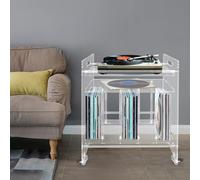 ZNLLQZN Table platine vinyle à 3 niveaux en acrylique - Table d'appoint en acrylique - Table d'appoint - Table de chevet - Table de sol avec roulettes - Pour salon, chambre à coucher et études - 48 x