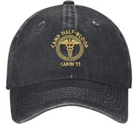 ZNODXFIV Casquette de Baseball Camp Half-Blood Cabin 11 Vintage en détresse Denim lavé Percy Jackson Snapback Cap Unisexe Extérieur Chapeau Ajustable en Plein Air Halloween Cool