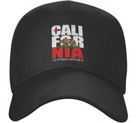 ZNODXFIV Casquettes de Baseball Punk Unisexe Vintage California Republic Casquette de Baseball Adulte CA État Drapeau Ours Réglable Papa Chapeau Hommes Femmes Extérieur Snapback Caps