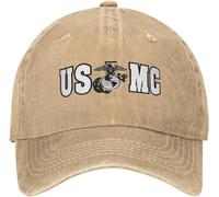 ZNODXFIV Militaire US Marine Corps USMC Unisexe Casquette de Baseball Vétéran Coton en Détresse Casquettes Chapeau Vintage Extérieur Running Réglable Casquette De Soleil Cool