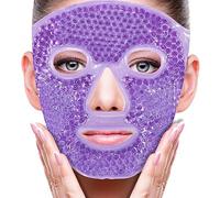 ZNÖCUETÖD Masque facial avec poche de glace pour réduire les gonflements, les poches sous les yeux, les cernes gonflés, la migraine, compresse chaude/froide avec envers en peluche douce (violet #22)